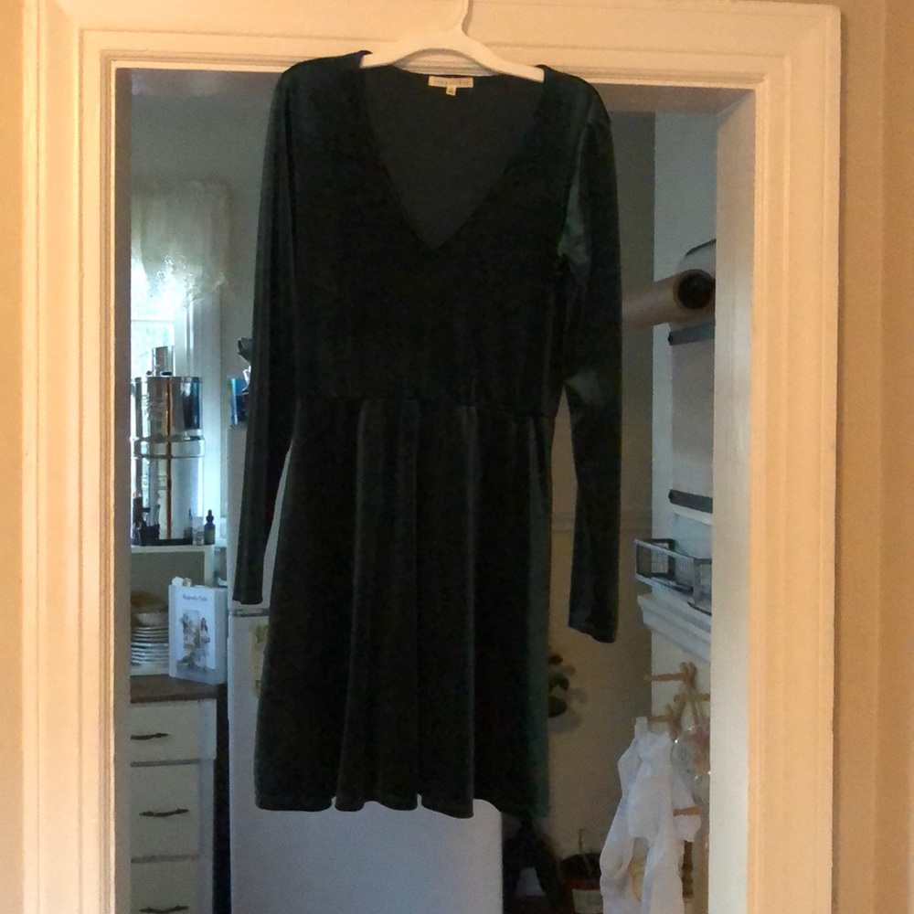 Green velvet holiday dress